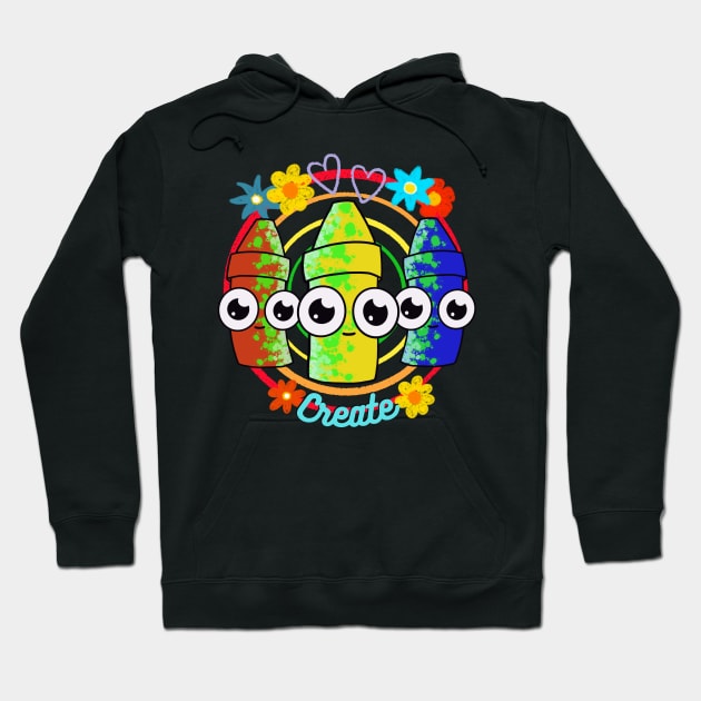 Primary Crayon Buddies Rainbow Border Hoodie by The Neon Seahorse